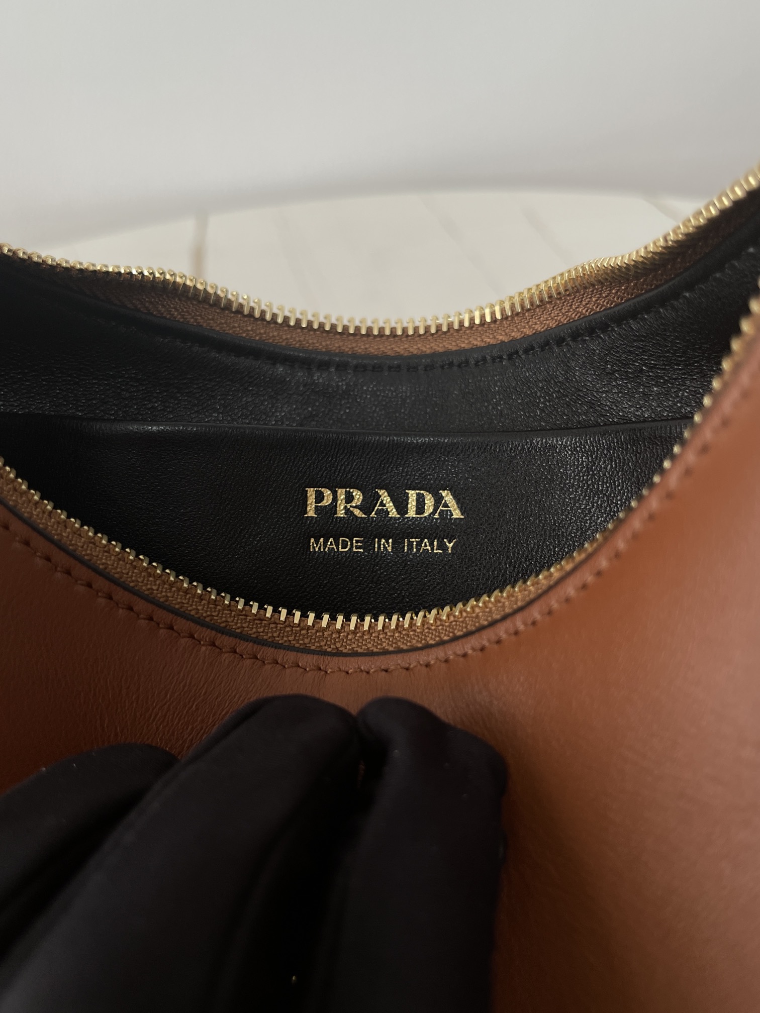 Bagsaaa Pra*a Arqué Leather Shoulder Bag 1BC194 Brown - 22×18×6 cm