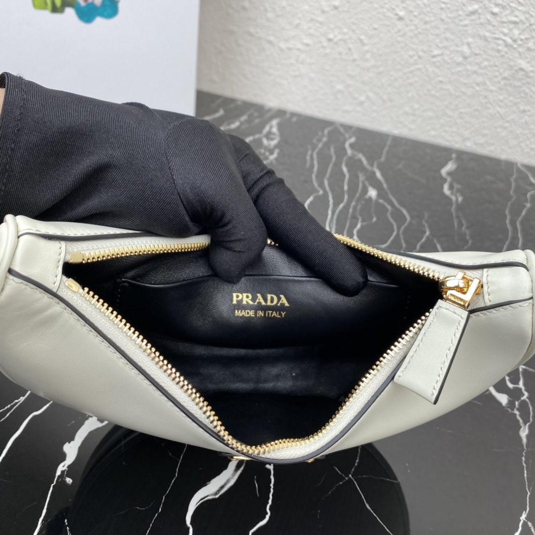 Bagsaaa Pra*a Arqué Leather Shoulder Bag 1BC194 White - 22×18×6 cm