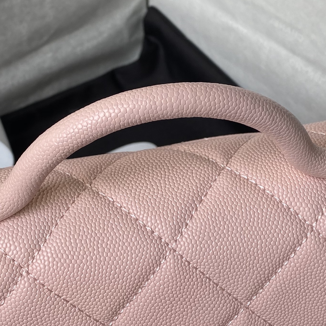 Bagsaaa Ch**el Mini Flap Bag With Top Handle AS4956 Pink Caviar - 13 × 18 × 8 cm