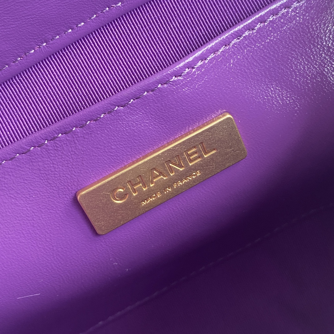 Bagsaaa Ch**el Mini Bag With Top Handle AS4958 Purple - 12 × 18 × 7 cm