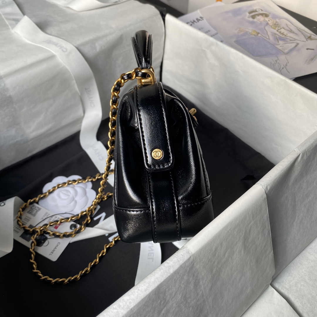Bagsaaa Ch**el Mini Bag With Top Handle AS4958 Black - 12 × 18 × 7 cm