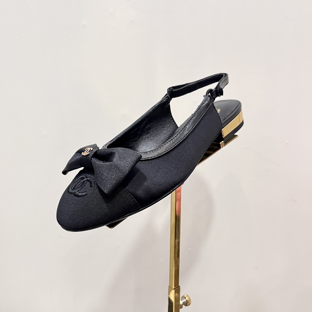 Bagsaaa Ch**el Slingbacks Embroidery Black G45689
