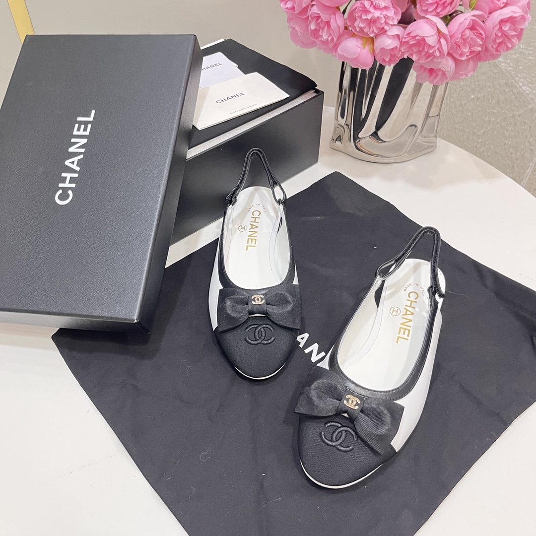 Bagsaaa Ch**el Slingbacks Embroidery White G45689