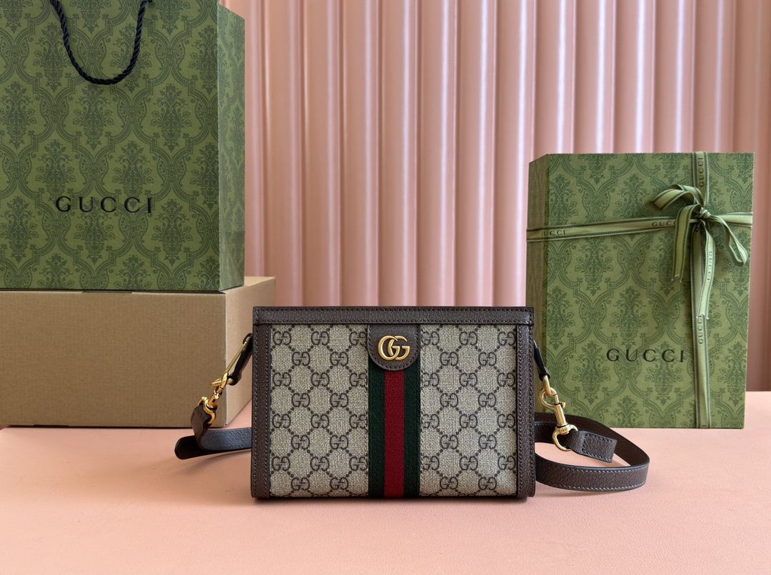 Bagsaaa Gvc*1 Ophidia S*per Mini Bag 795467 Beige and ebony - 22x15x4.5cm
