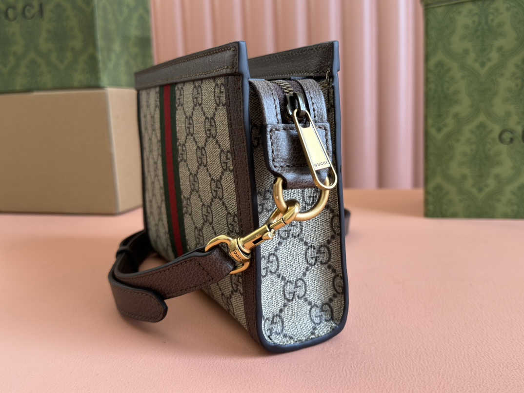 Bagsaaa Gvc*1 Ophidia S*per Mini Bag 795467 Beige and ebony - 22x15x4.5cm
