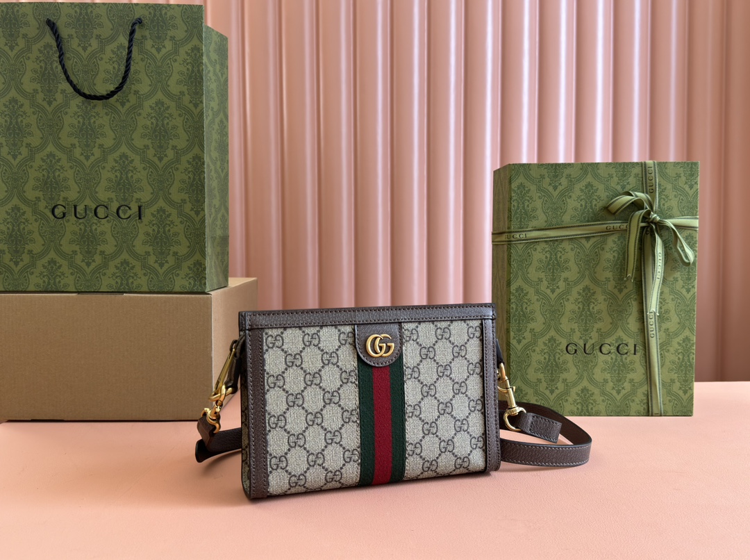 Bagsaaa Gvc*1 Ophidia S*per Mini Bag 795467 Beige and ebony - 22x15x4.5cm