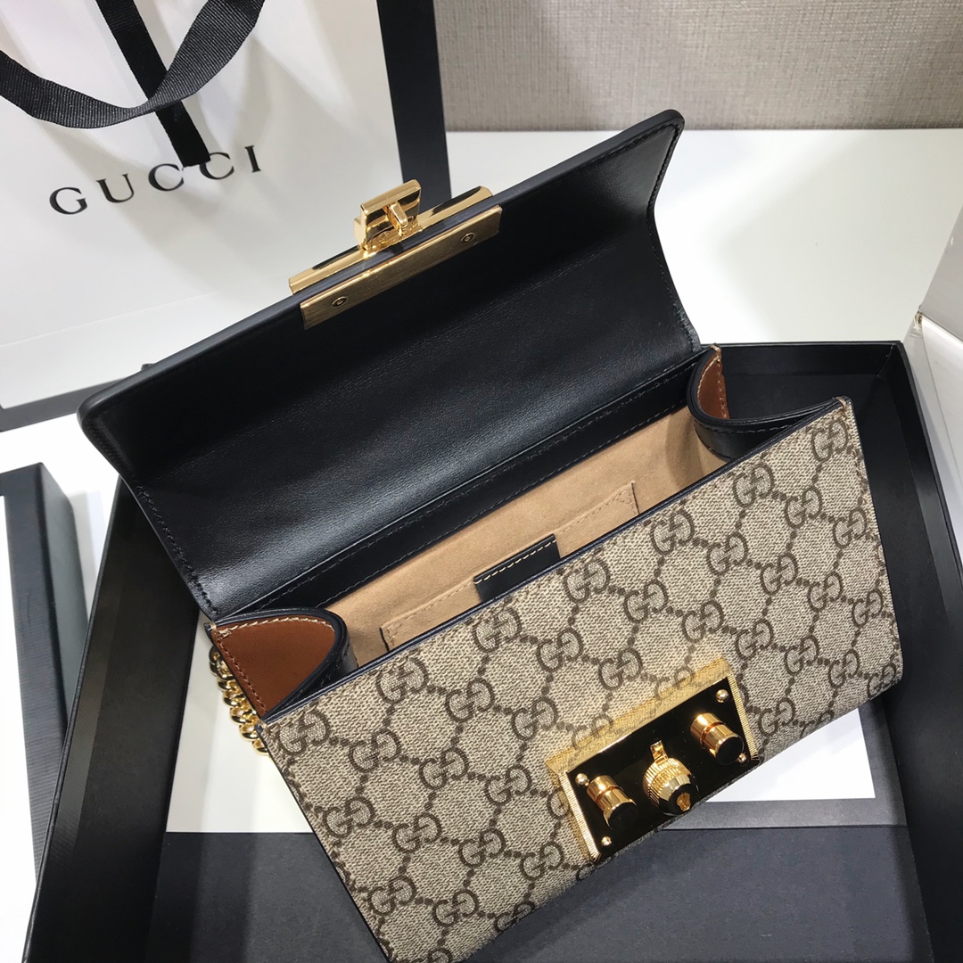 Bagsaaa Gvc*1 Padlock Small GG Shoulder Bag 409487 Beige & Ebony - 22x15x4.5cm
