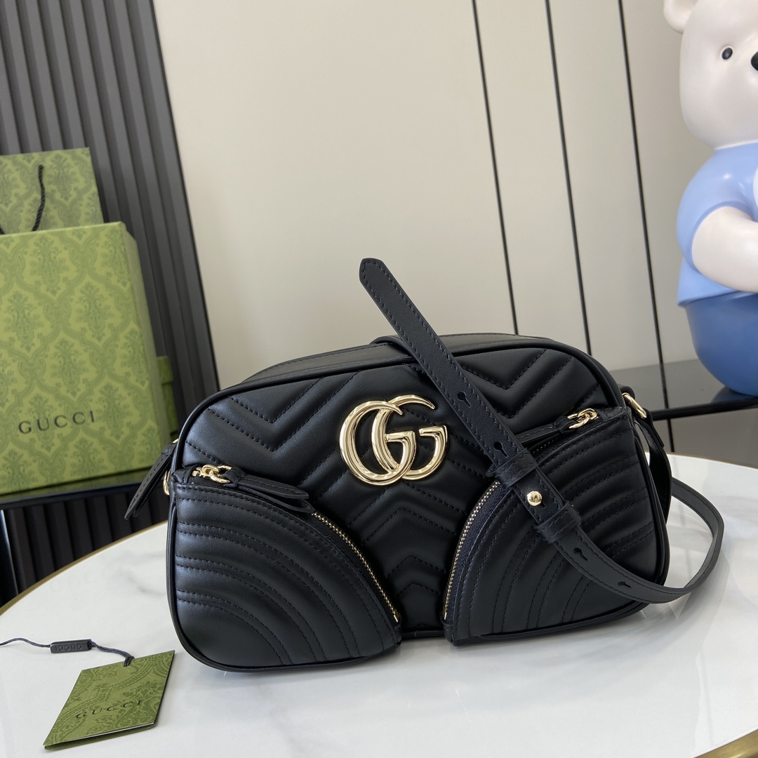 Bagsaaa Gvc*1 GG Marmont Small Shoulder Bag 798715 Black - 24.5 x 15 x 9 cm