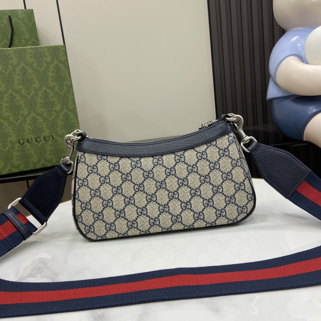 Bagsaaa Ophidia GG Small Handbag 735132 Beige & Blue - 25 x 15.5 x 6cm