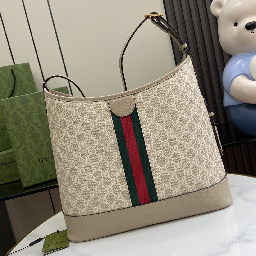 Bagsaaa Gvc*1 Ophidia GG Medium Shoulder Bag ‎781392 Beige & White - 34x32x17 cm