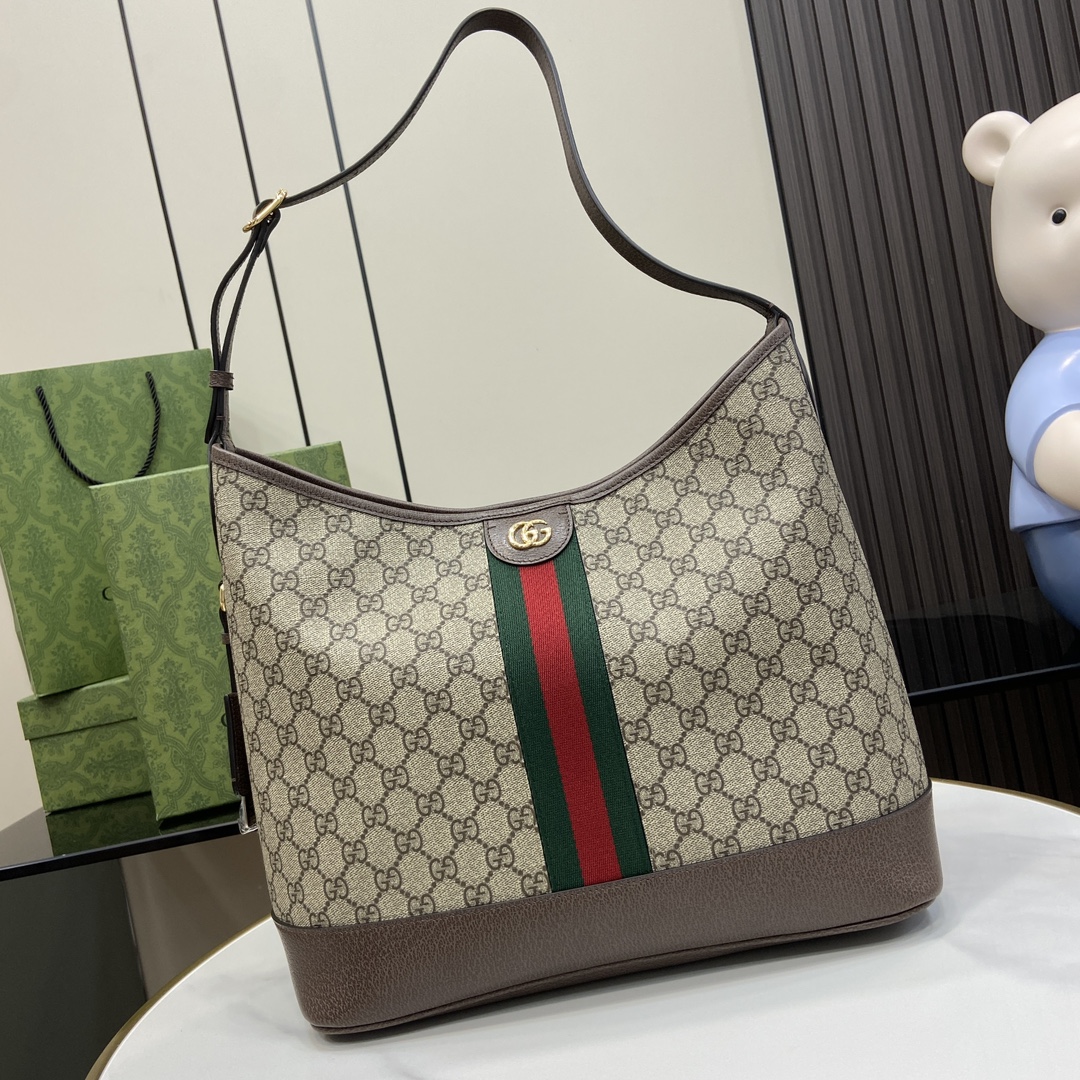 Bagsaaa Gvc*1 Ophidia GG Medium Shoulder Bag ‎781392 Beige & Ebony - 34x32x17 cm