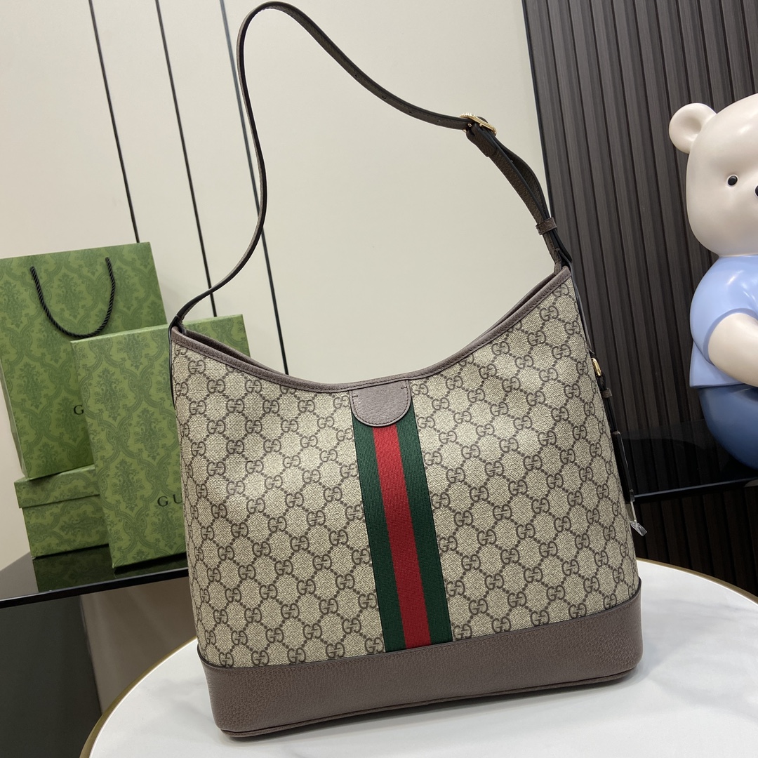 Bagsaaa Gvc*1 Ophidia GG Medium Shoulder Bag ‎781392 Beige & Ebony - 34x32x17 cm