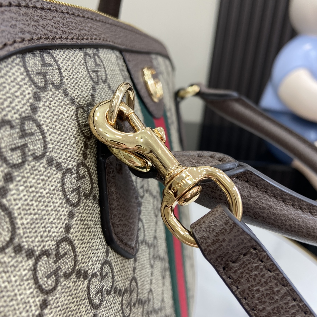 Bagsaaa Ophidia Medium Top Handle Bag 795258 Beige & Ebony - 32x26x13 cm