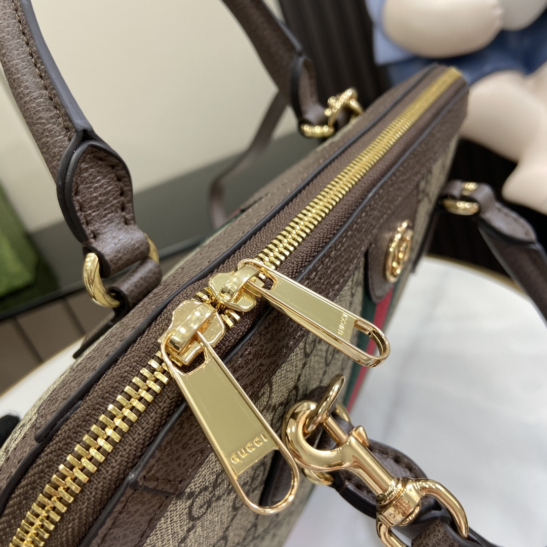 Bagsaaa Ophidia Medium Top Handle Bag 795258 Beige & Ebony - 32x26x13 cm