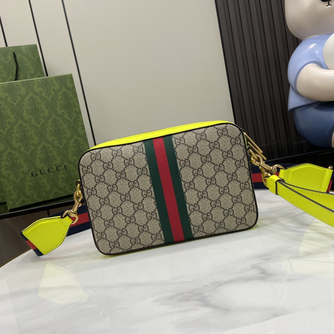 Bagsaaa Gvc*1 Ophidia GG Small Crossbody Bag 699439 Lime Yellow - 23.5x 16x 4.5 cm