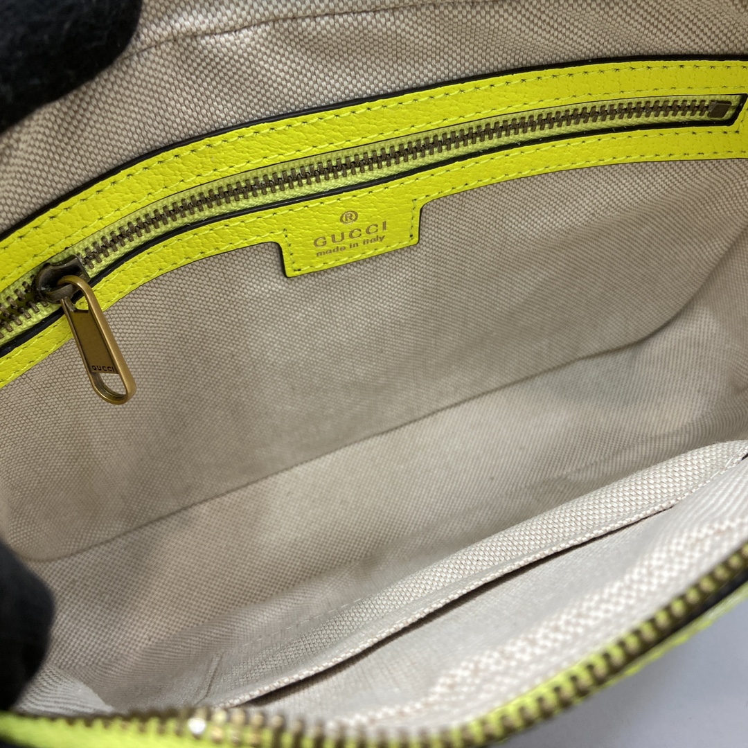 Bagsaaa Gvc*1 Ophidia GG Small Crossbody Bag 699439 Lime Yellow - 23.5x 16x 4.5 cm