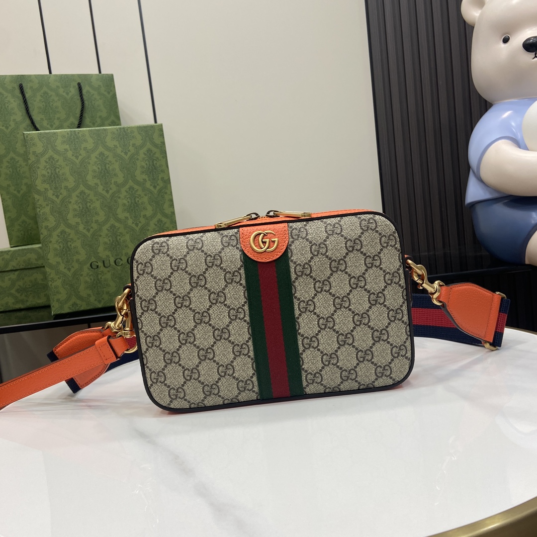 Bagsaaa Gvc*1 Ophidia GG Small Crossbody Bag 699439 Orange - 23.5x 16x 4.5 cm
