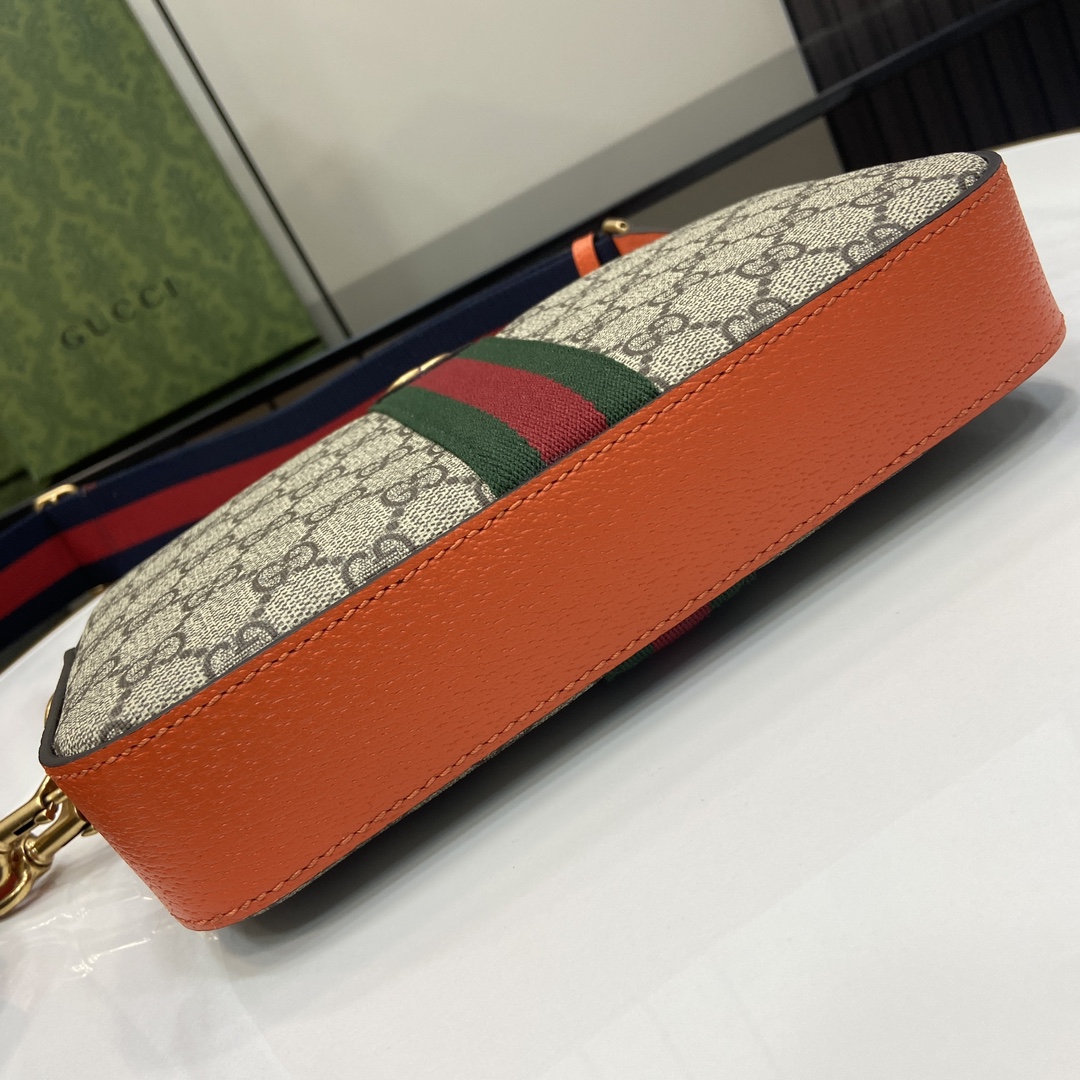 Bagsaaa Gvc*1 Ophidia GG Small Crossbody Bag 699439 Orange - 23.5x 16x 4.5 cm