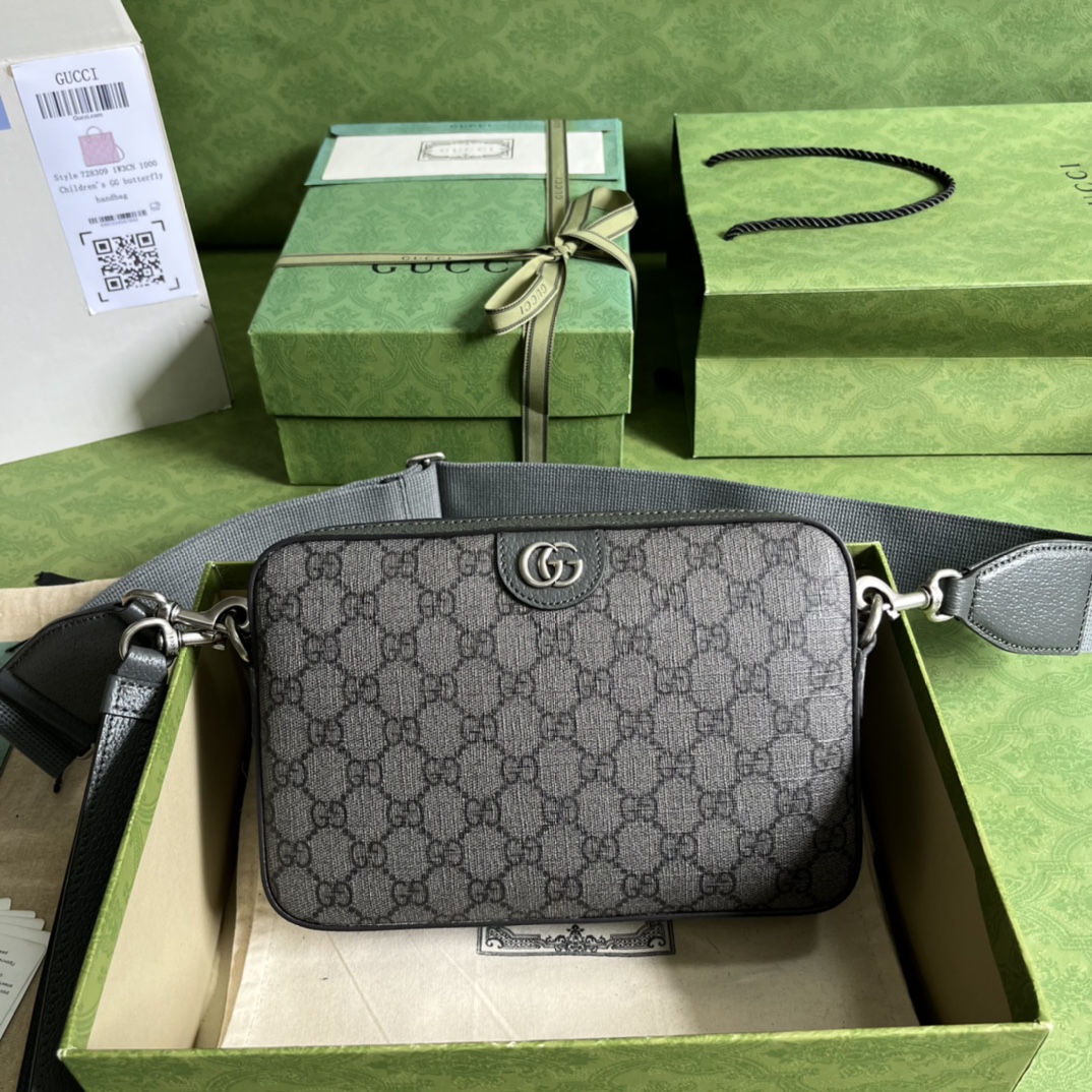 Bagsaaa Gvc*1 Ophidia GG Small Crossbody Bag 699439 Gray - 23.5x 16x 4.5 cm