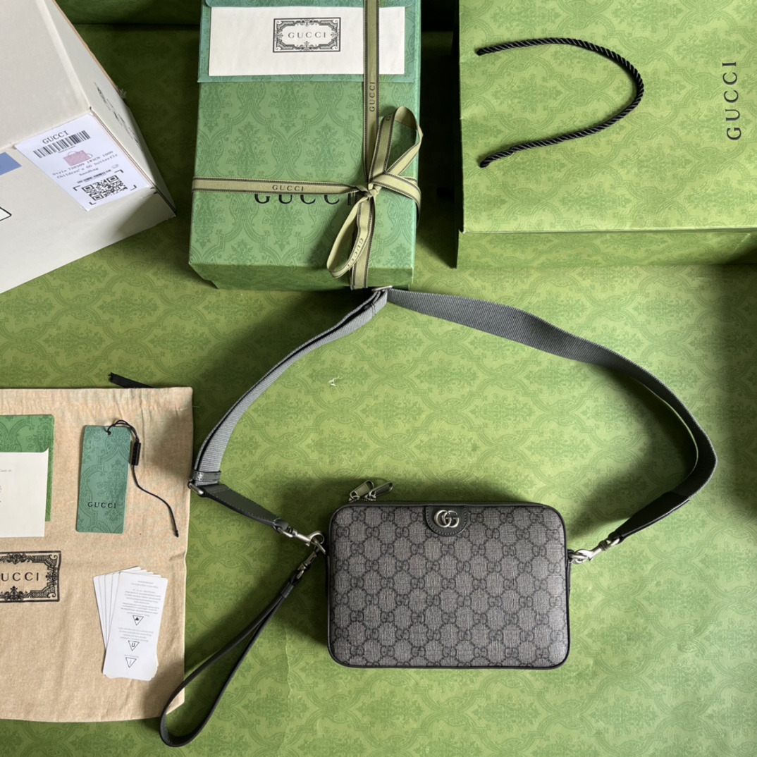 Bagsaaa Gvc*1 Ophidia GG Small Crossbody Bag 699439 Gray - 23.5x 16x 4.5 cm