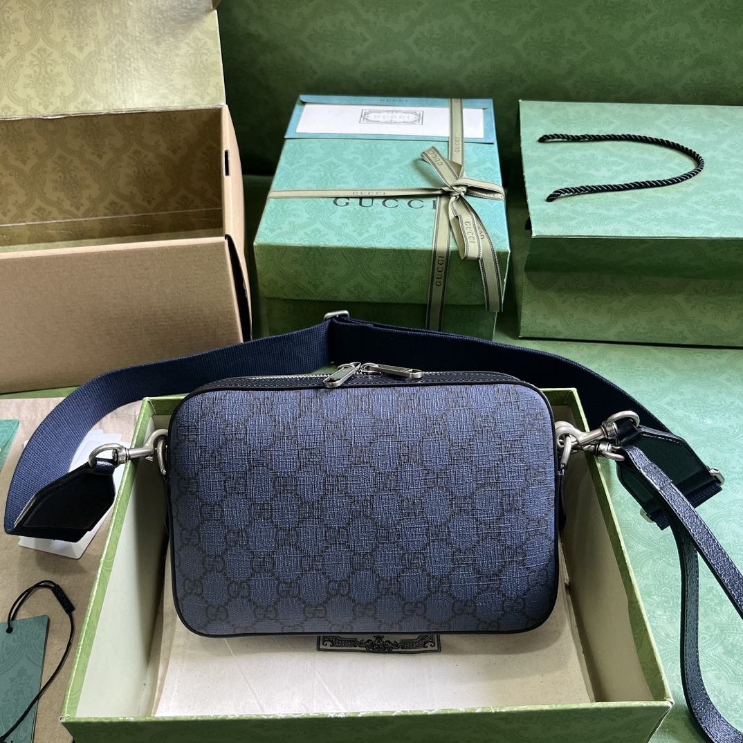 Bagsaaa Gvc*1 Ophidia GG Small Crossbody Bag 699439 Blue - 23.5x 16x 4.5 cm