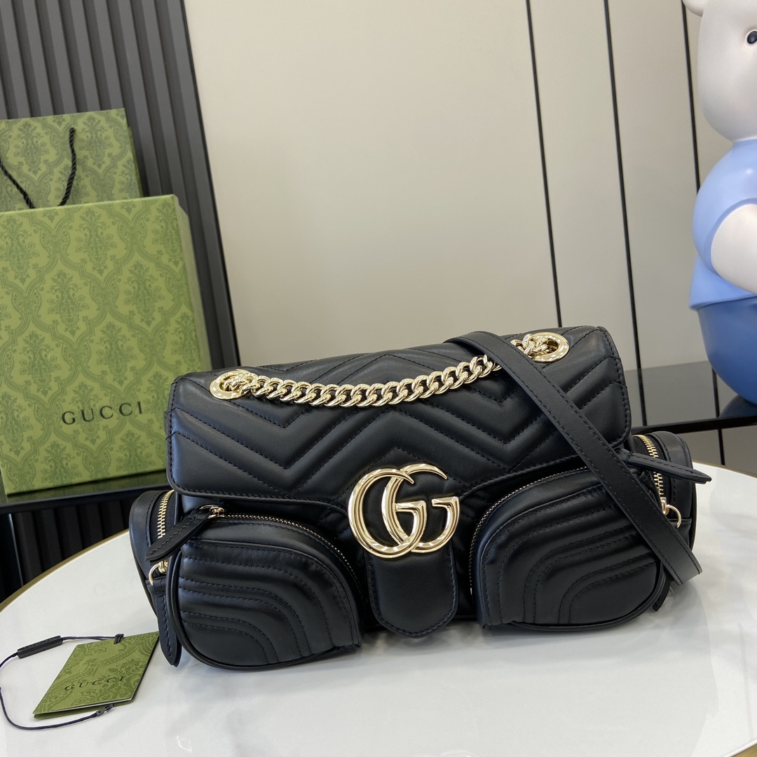 Bagsaaa Gvc*1 GG Marmont Small Multi-Pocket Bag ‎795228 Black - 25.5 x 15 x 7 cm