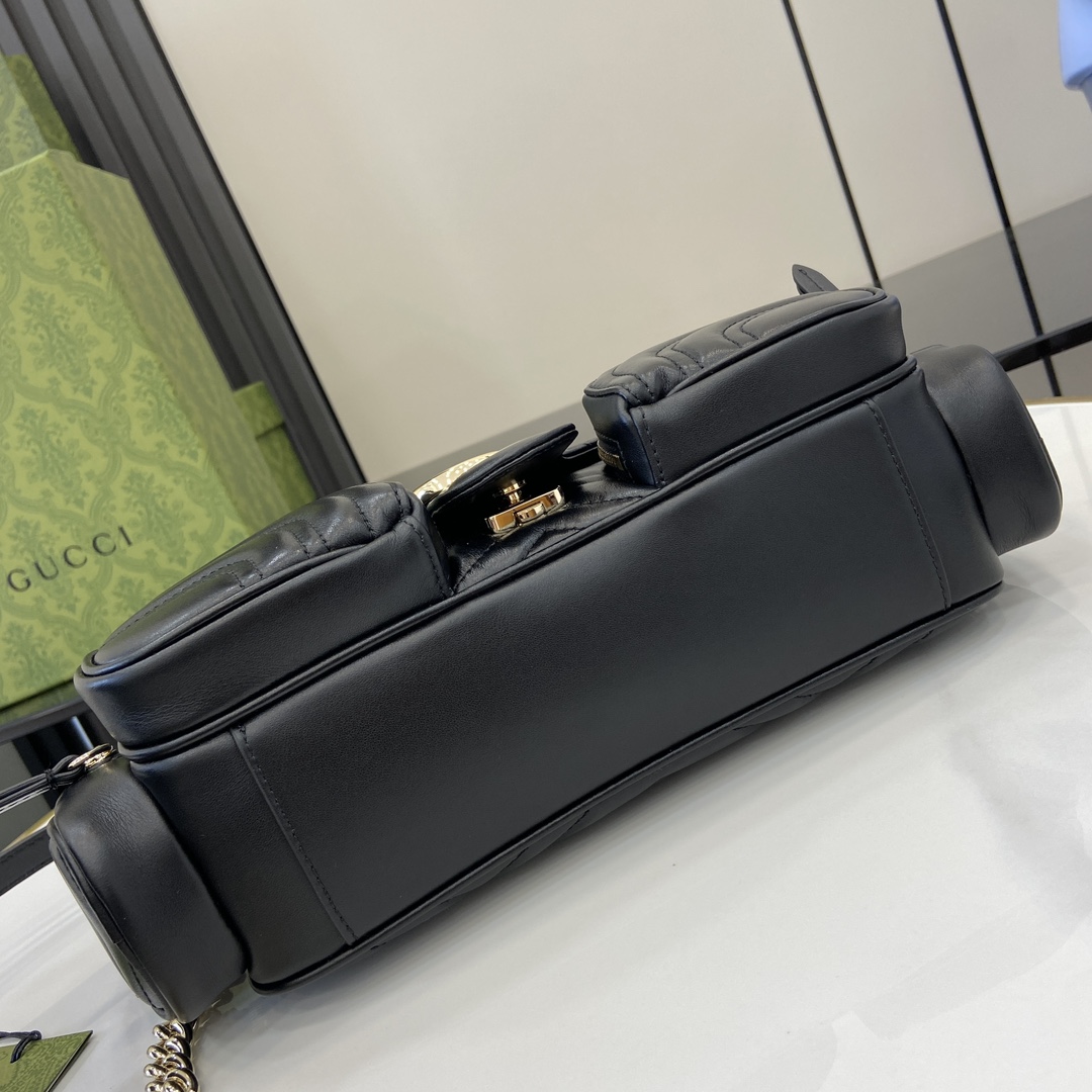Bagsaaa Gvc*1 GG Marmont Small Multi-Pocket Bag ‎795228 Black - 25.5 x 15 x 7 cm