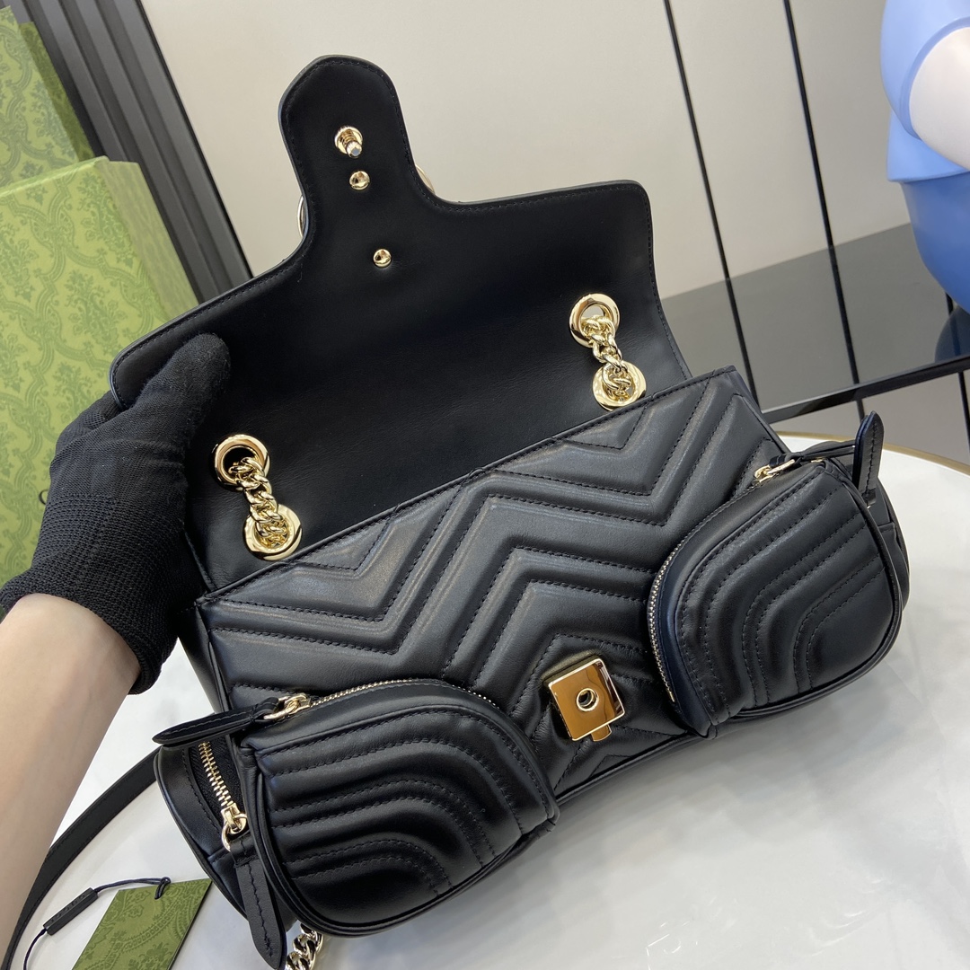 Bagsaaa Gvc*1 GG Marmont Small Multi-Pocket Bag ‎795228 Black - 25.5 x 15 x 7 cm