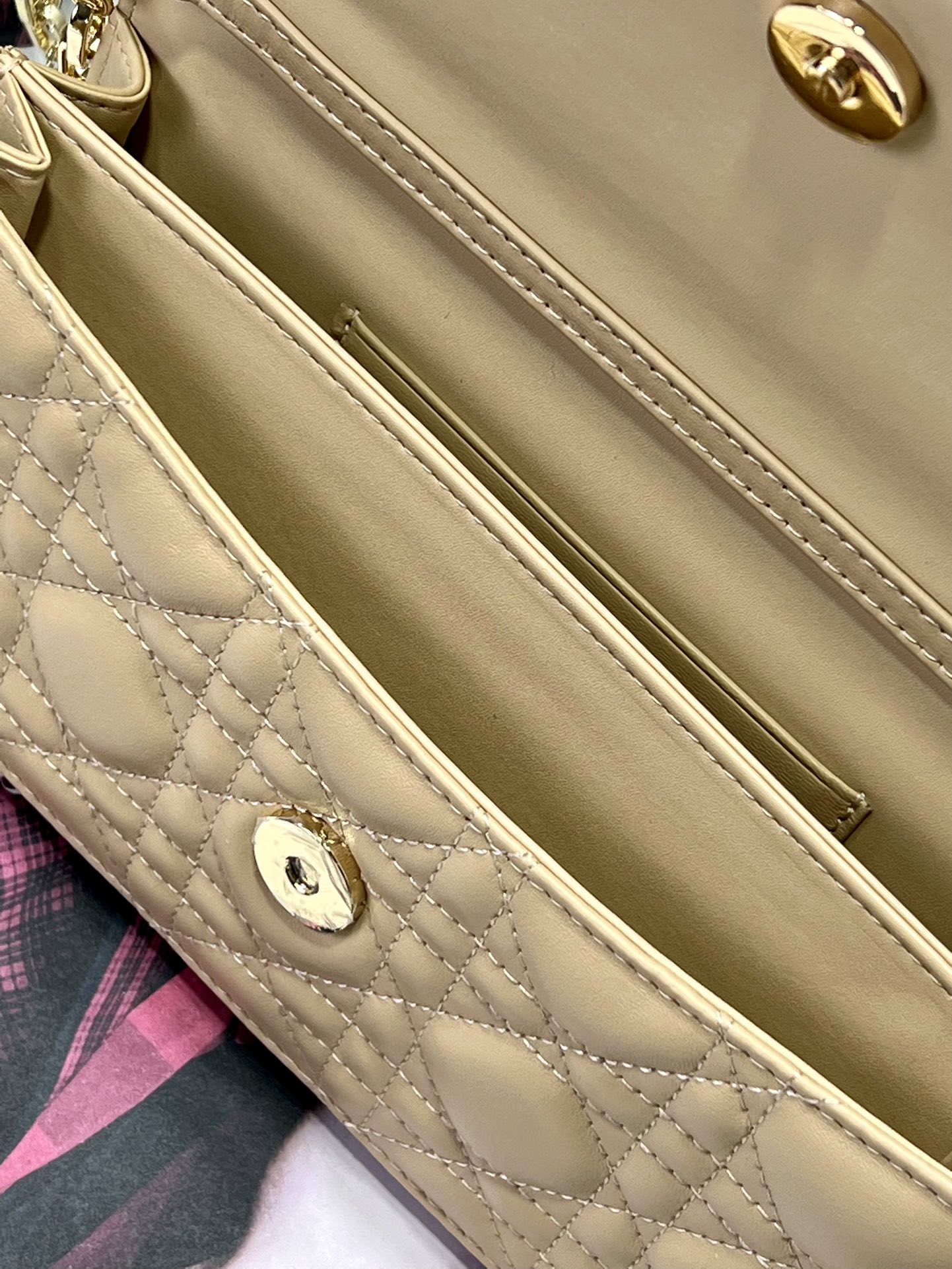 Bagsaaa My D10r Mini Bag Light Beige Cannage Lambskin - 21 x 11.5 x 4.5 cm