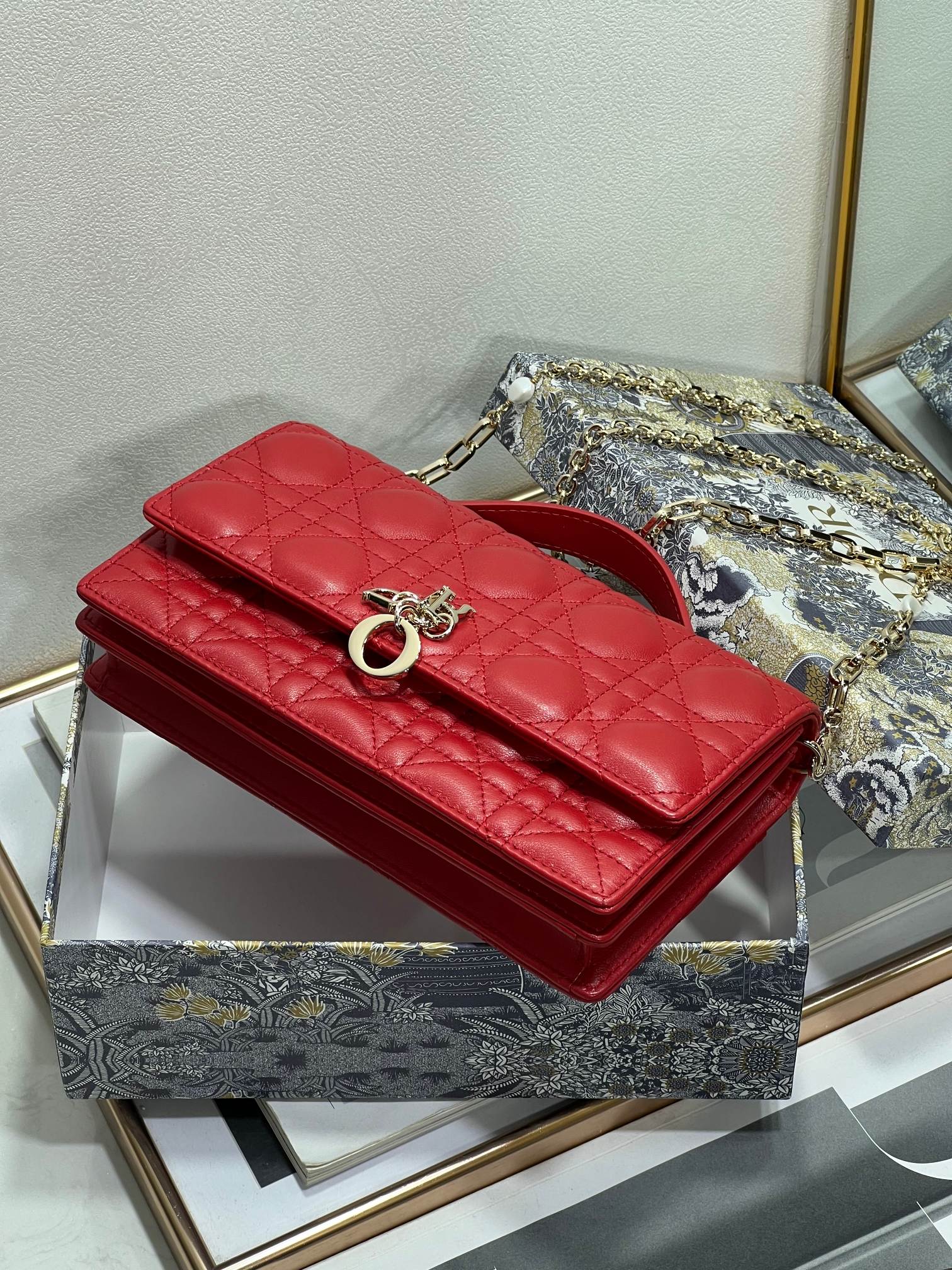 Bagsaaa My D10r Mini Bag Red Cannage Lambskin - 21 x 11.5 x 4.5 cm