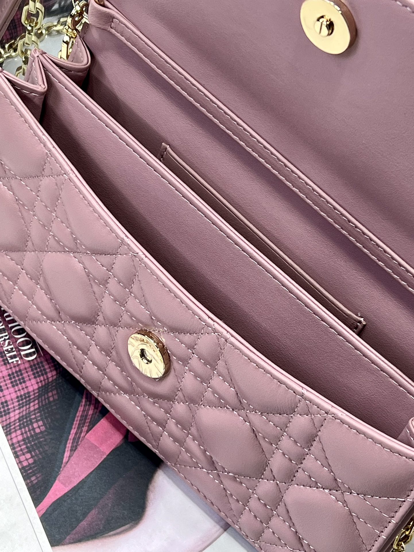 Bagsaaa My D10r Mini Bag Pink Cannage Lambskin - 21 x 11.5 x 4.5 cm