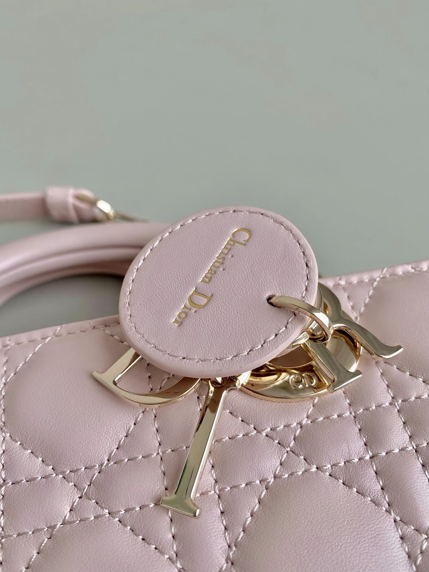 Bagsaaa D10r Small Lady D-Joy Bag Powder Pink Cannage Lambskin - 22 x 12 x 6 cm