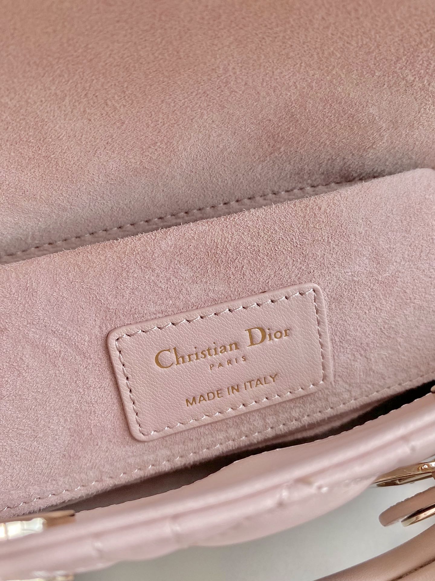 Bagsaaa D10r Small Lady D-Joy Bag Powder Pink Cannage Lambskin - 22 x 12 x 6 cm