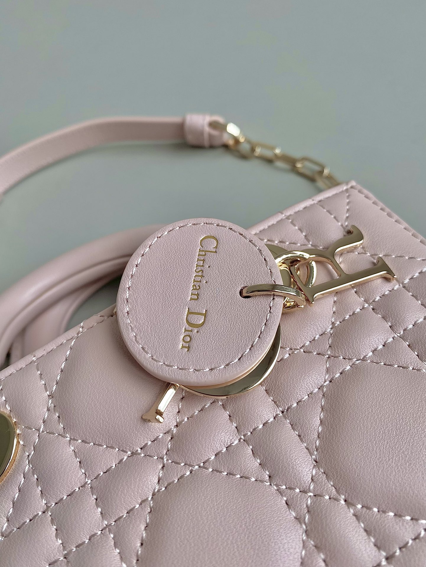 Bagsaaa D10r Lady D-Joy Micro Bag Powder Pink Cannage Lambskin - 16 x 9 x 5 cm
