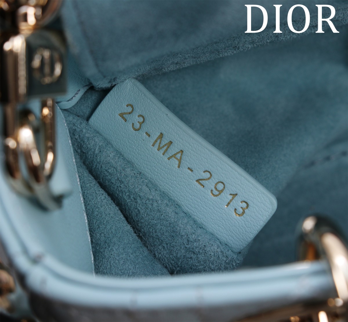 Bagsaaa D10r Lady D-Joy Micro Bag Céleste Blue Cannage Lambskin - 16 x 9 x 5 cm