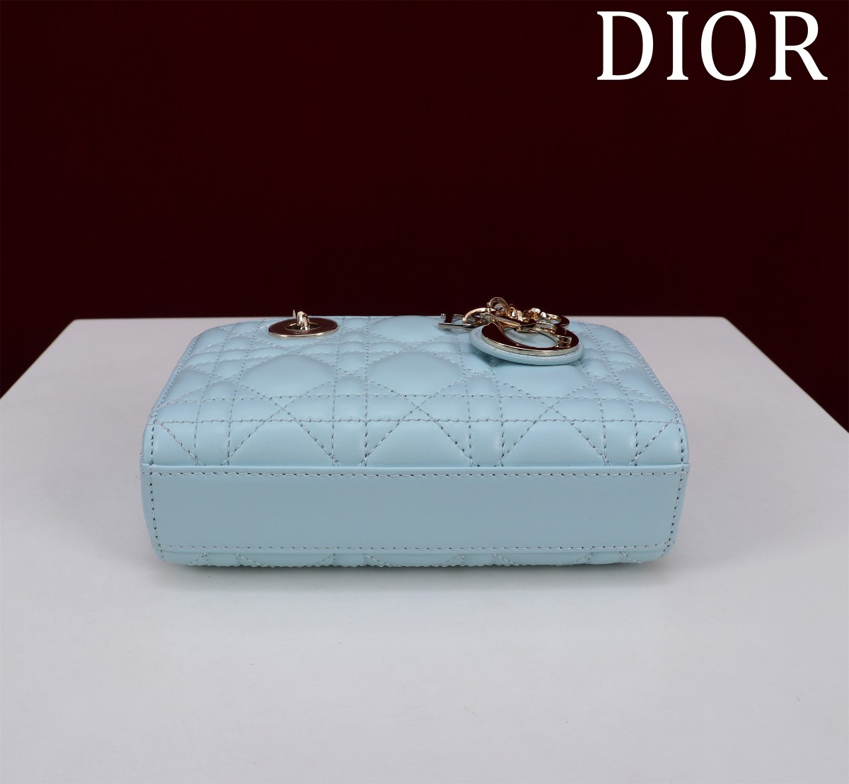 Bagsaaa D10r Lady D-Joy Micro Bag Céleste Blue Cannage Lambskin - 16 x 9 x 5 cm