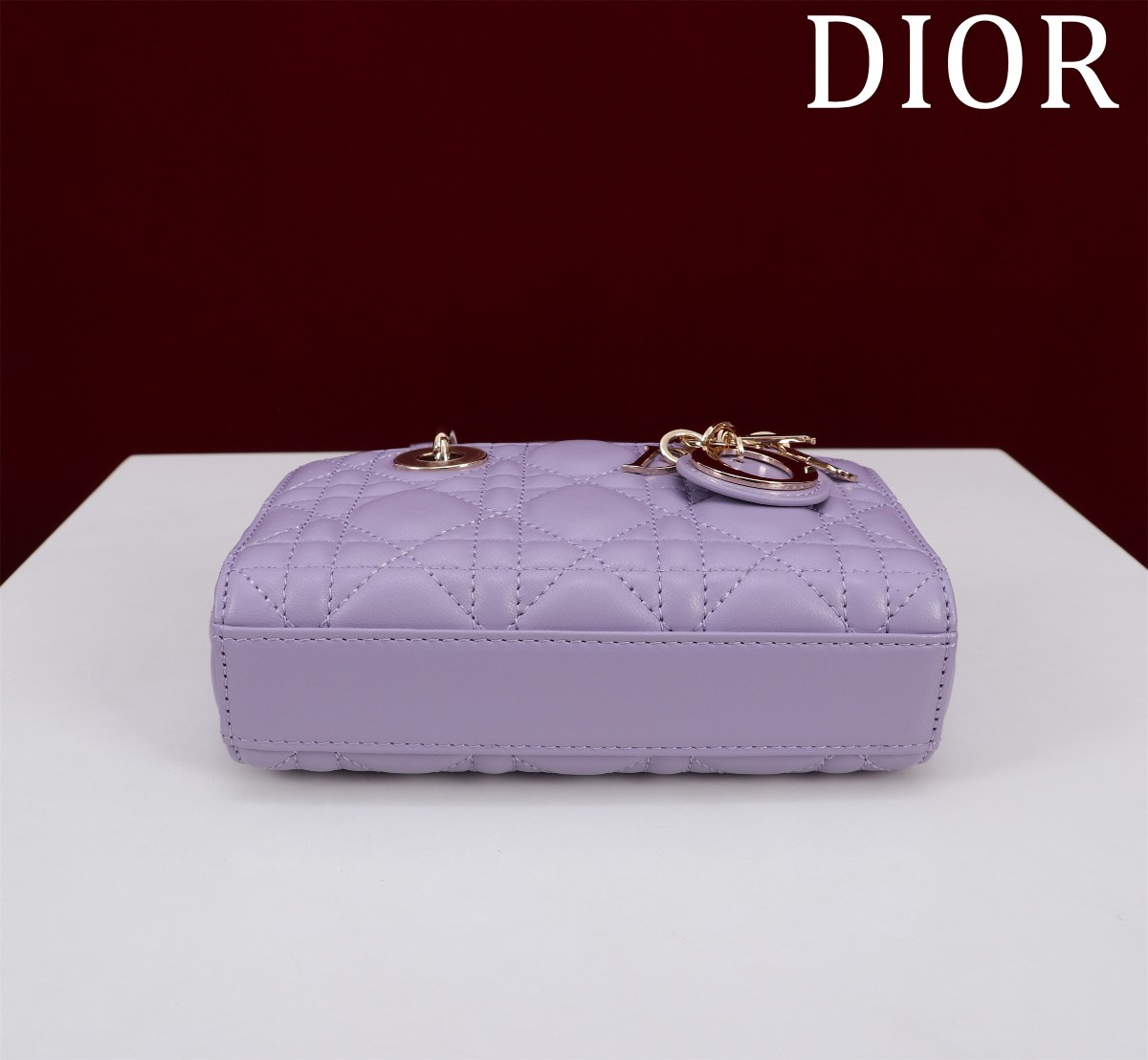 Bagsaaa D10r Lady D-Joy Micro Bag Lilac Purple Cannage Lambskin - 16 x 9 x 5 cm