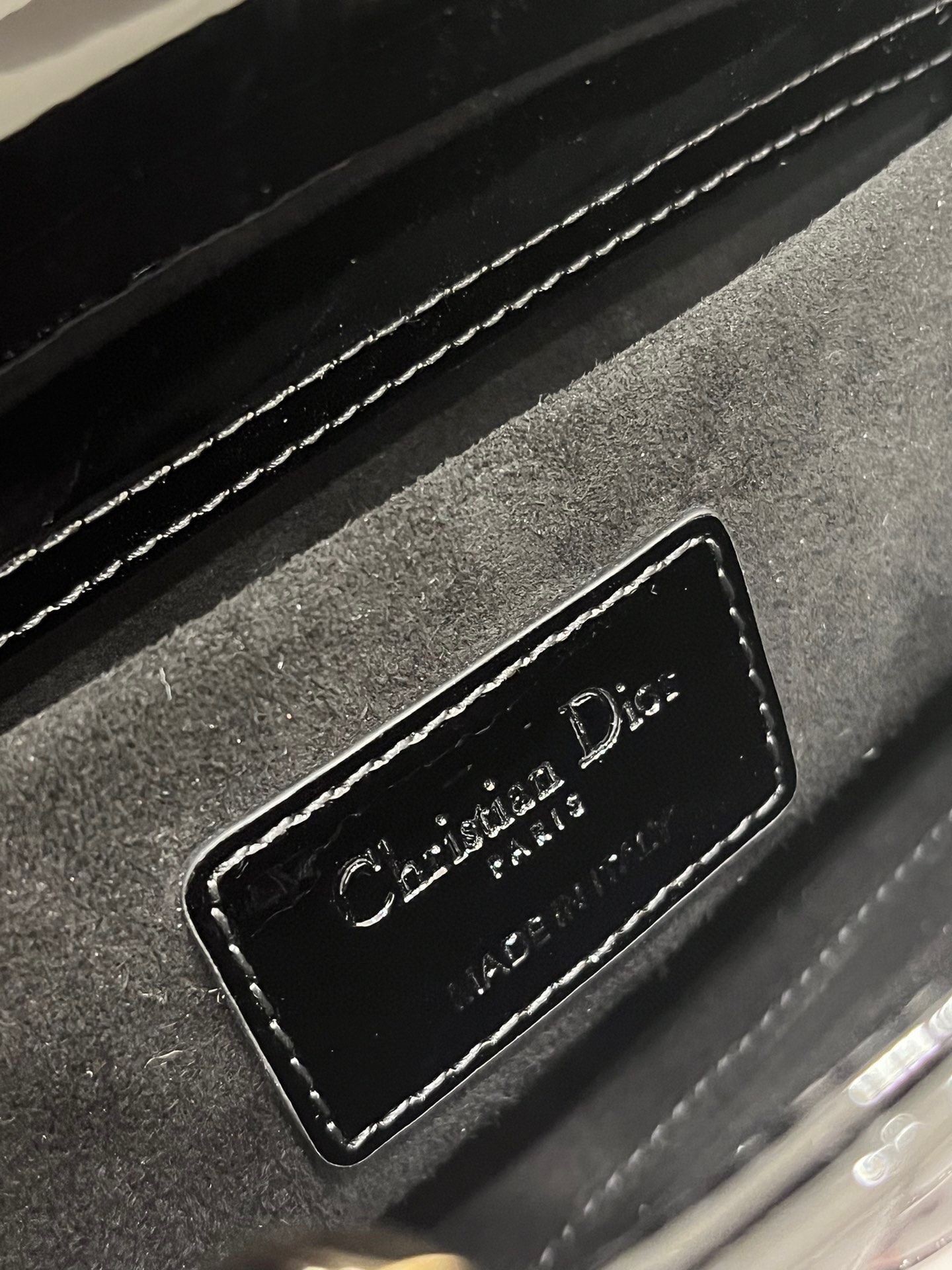 Bagsaaa D10r Lady D-Joy Micro Bag Black Patent Cannage Calfskin - 16 x 9 x 5 cm