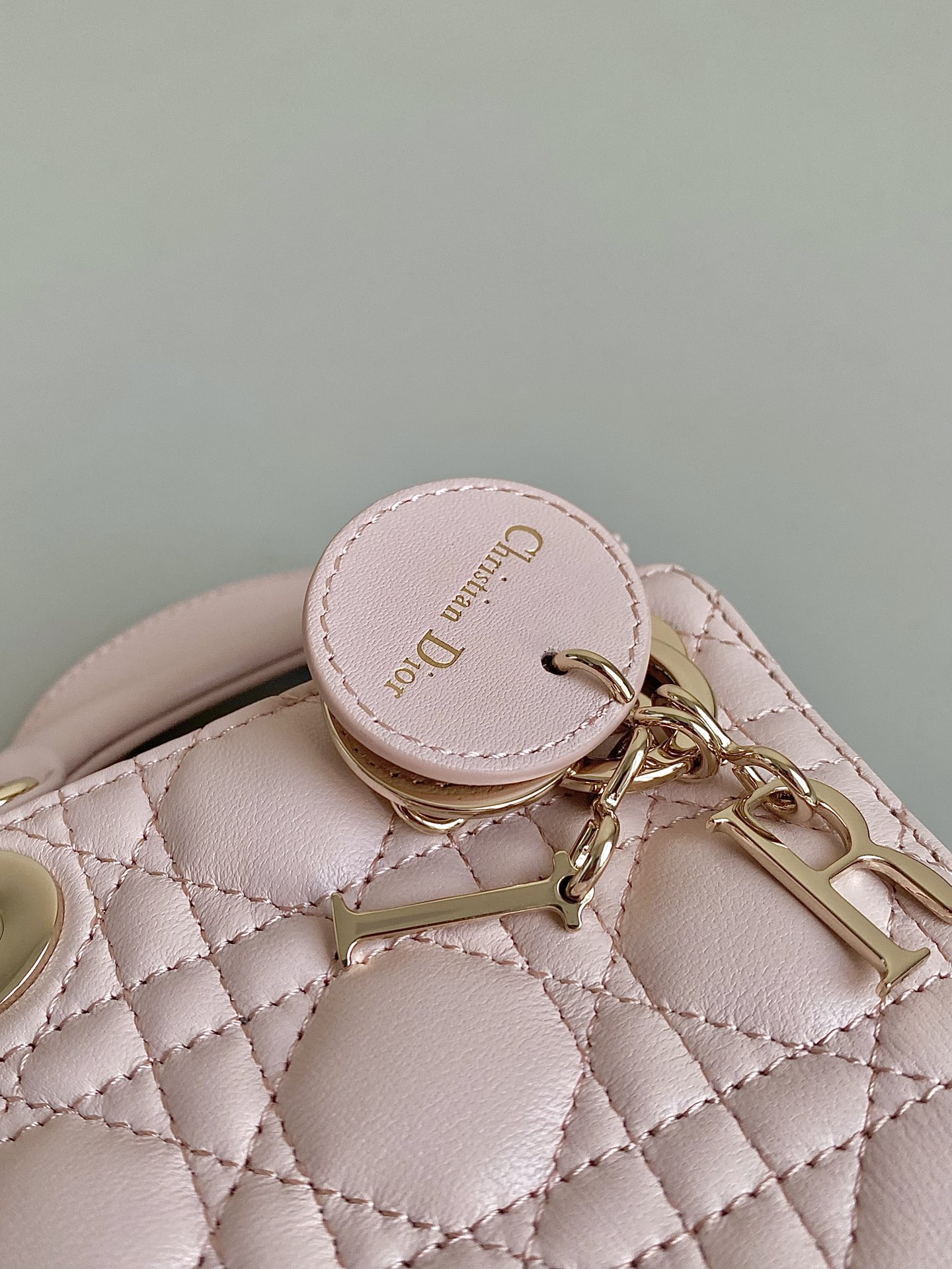 Bagsaaa Lady D10r Micro Bag Powder Pink Cannage Lambskin - 12 x 10.2 x 5 cm