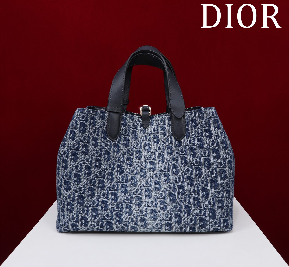 Bagsaaa Large D10r Toujours Bag Blue Denim D10r Oblique Jacquard - 37 x 27 x 19 cm