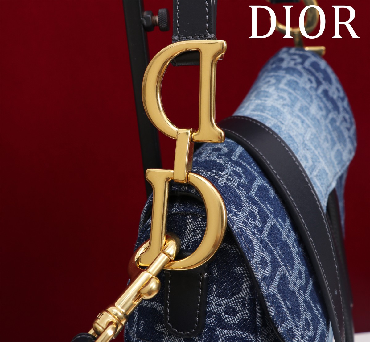Bagsaaa D10r Saddle Bag with Strap Blue Denim D10r Oblique Jacquard - 25.5 x 20 x 6.5 cm