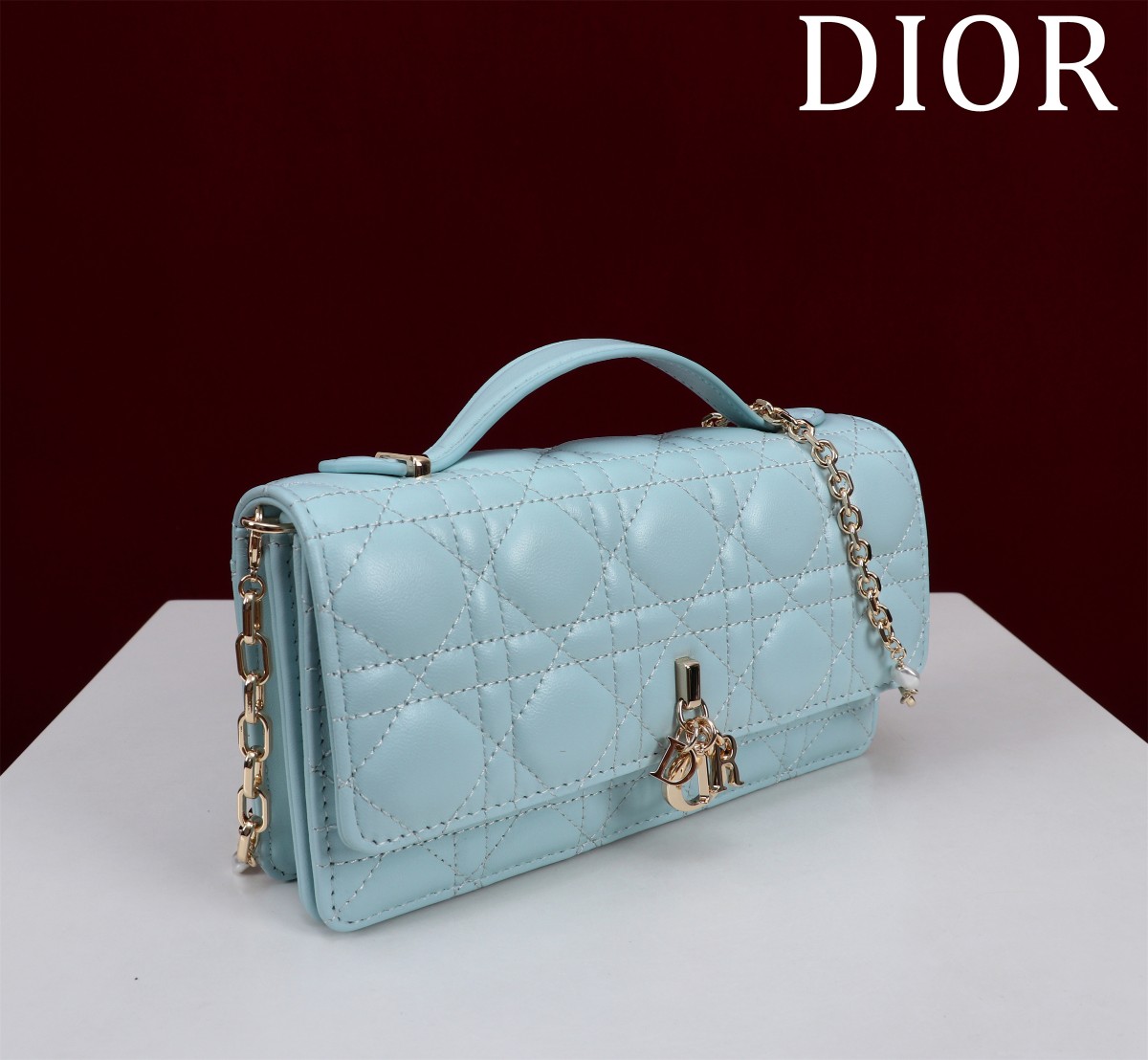 Bagsaaa My D10r Mini Bag Placid Blue Cannage Lambskin - 21 x 11.5 x 4.5 cm