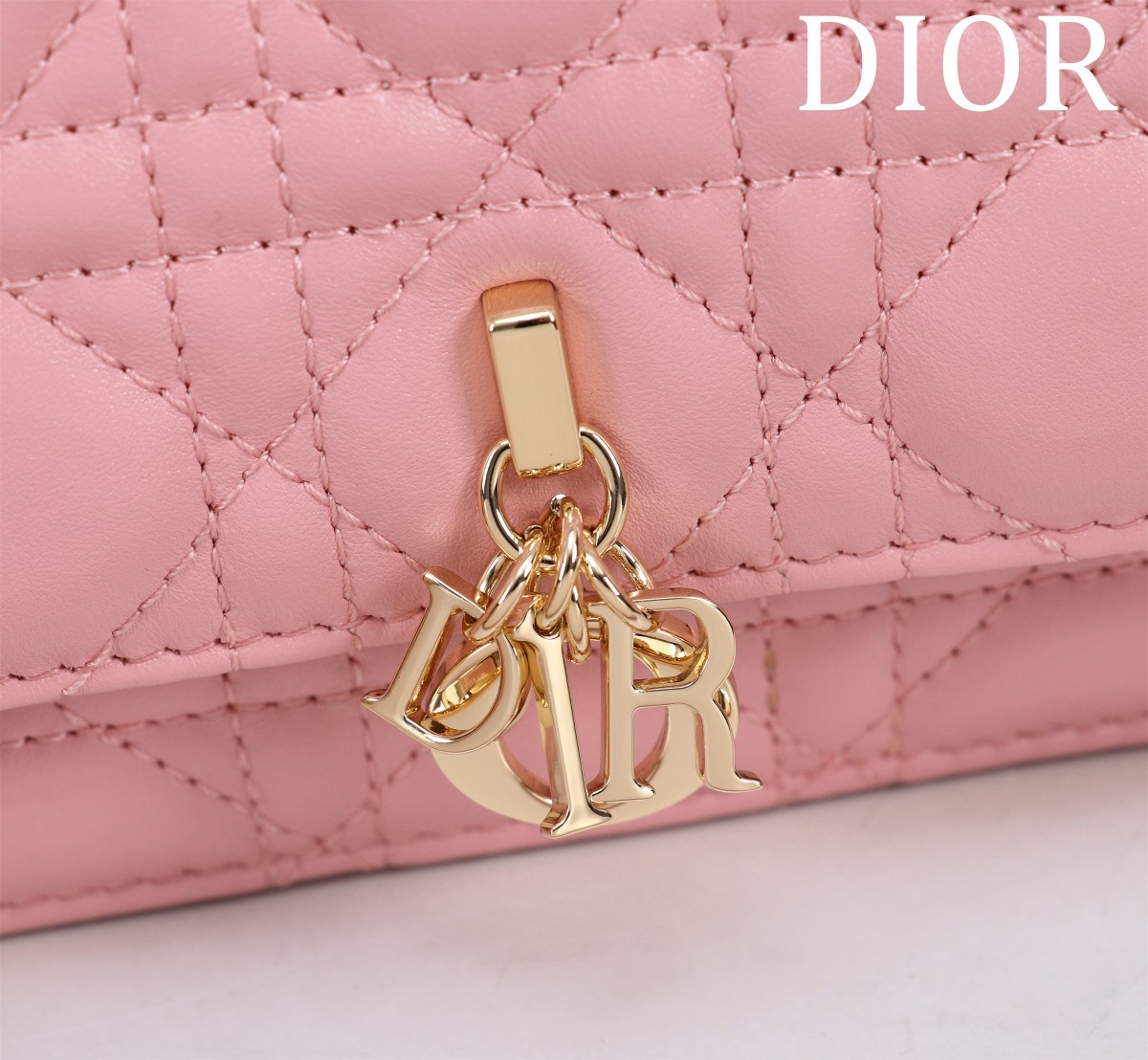 Bagsaaa My D10r Mini Bag Antique Pink Cannage Lambskin - 21 x 11.5 x 4.5 cm