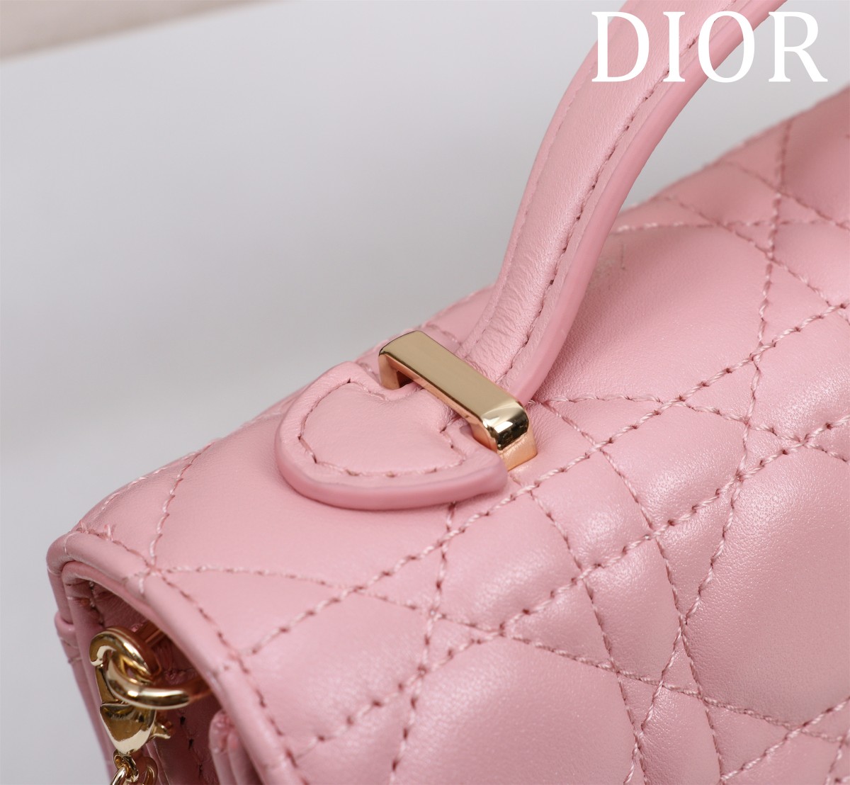 Bagsaaa My D10r Mini Bag Antique Pink Cannage Lambskin - 21 x 11.5 x 4.5 cm