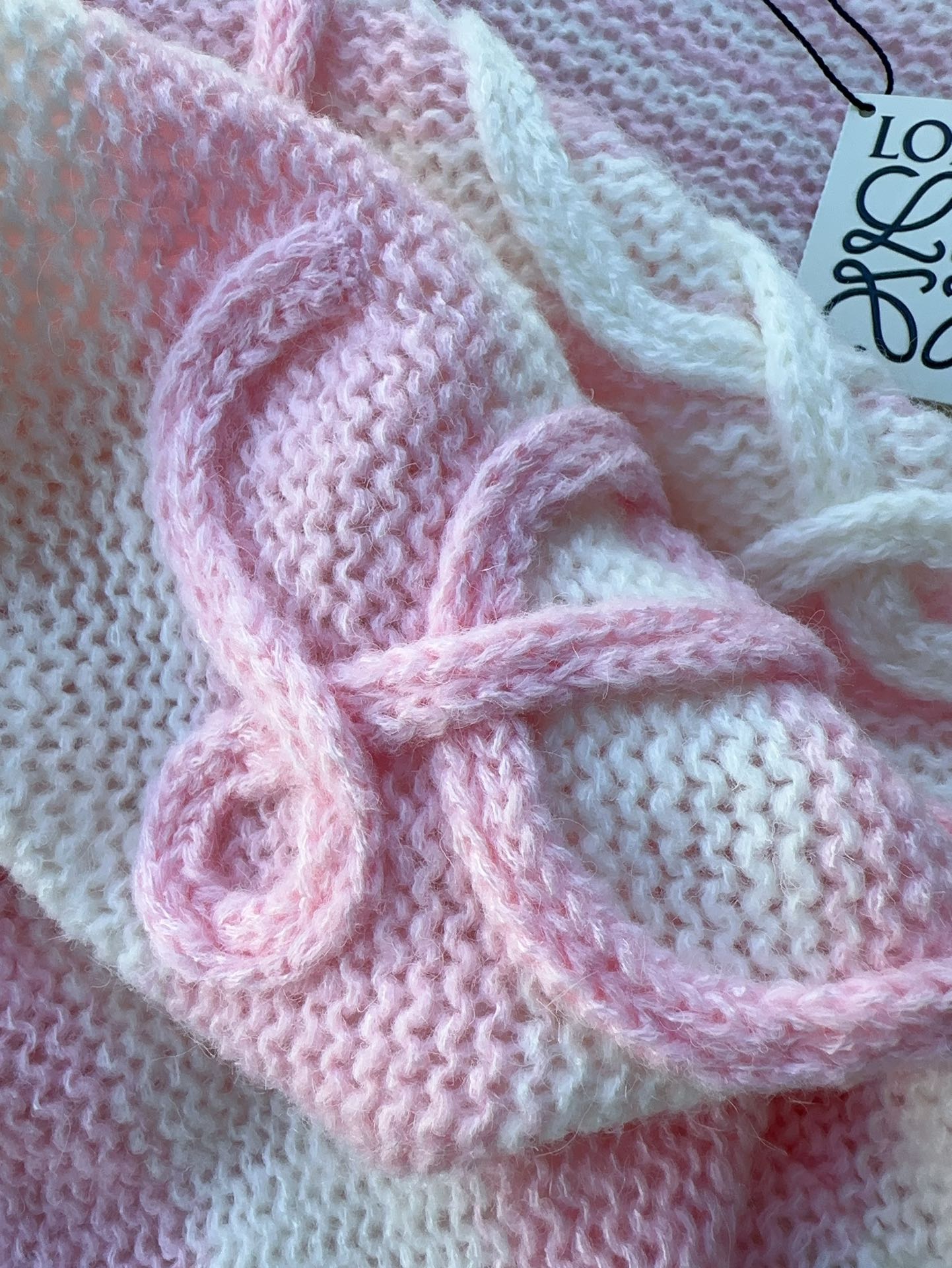 Bagsaaa L0ew* Anagram Sweater In Mohair White & Pink