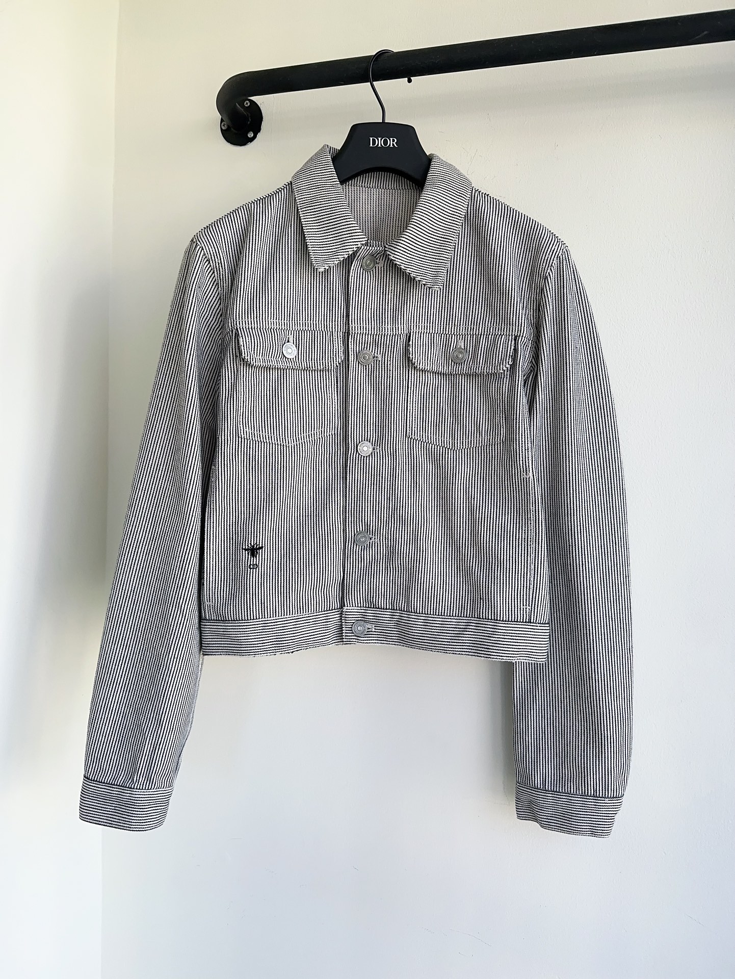 Bagsaaa D10r Jacket Blue and White Cotton Denim with D-Stripes Motif