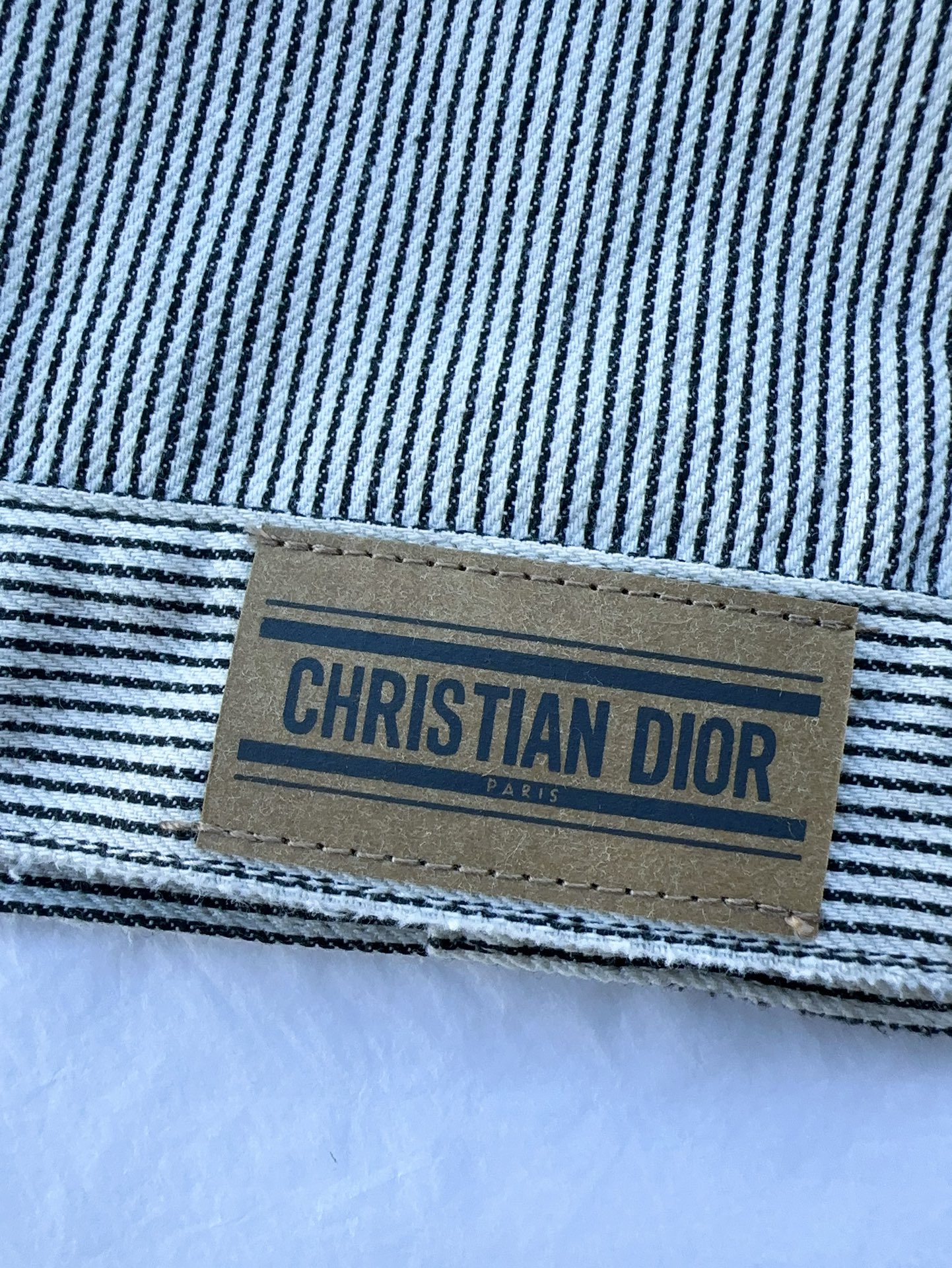 Bagsaaa D10r Jacket Blue and White Cotton Denim with D-Stripes Motif
