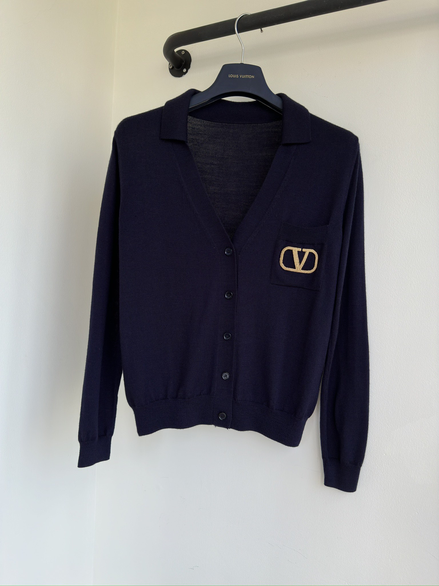 Bagsaaa Va1e*ntin0 Wool Cardigan Navy