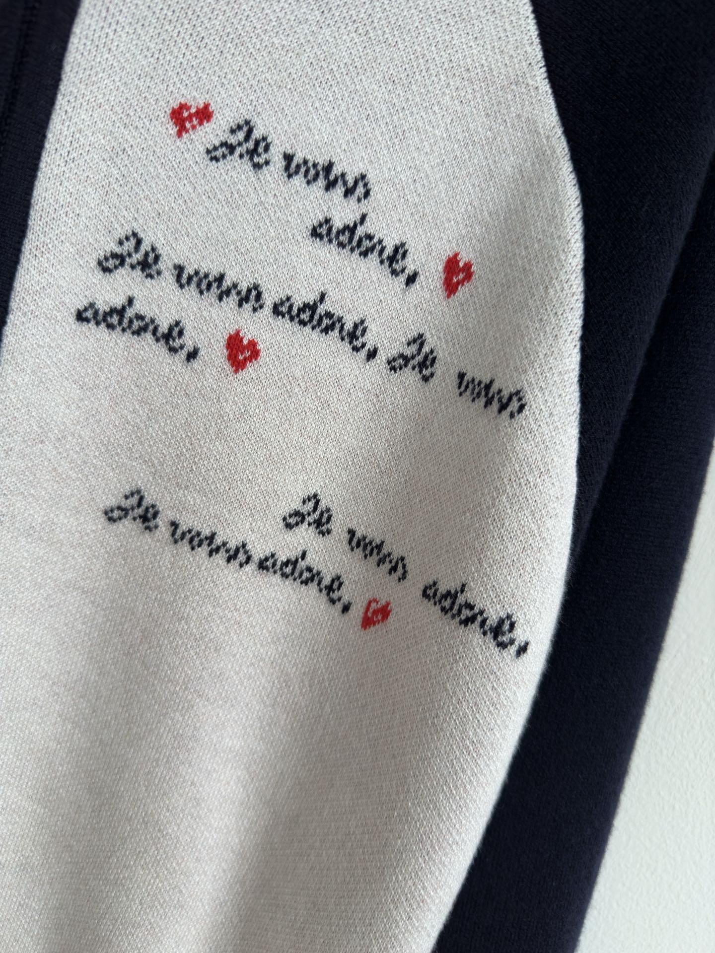 Bagsaaa D10ramour Bomber Jacket White Technical Knit with Black and Red Je Vous Adore Motif