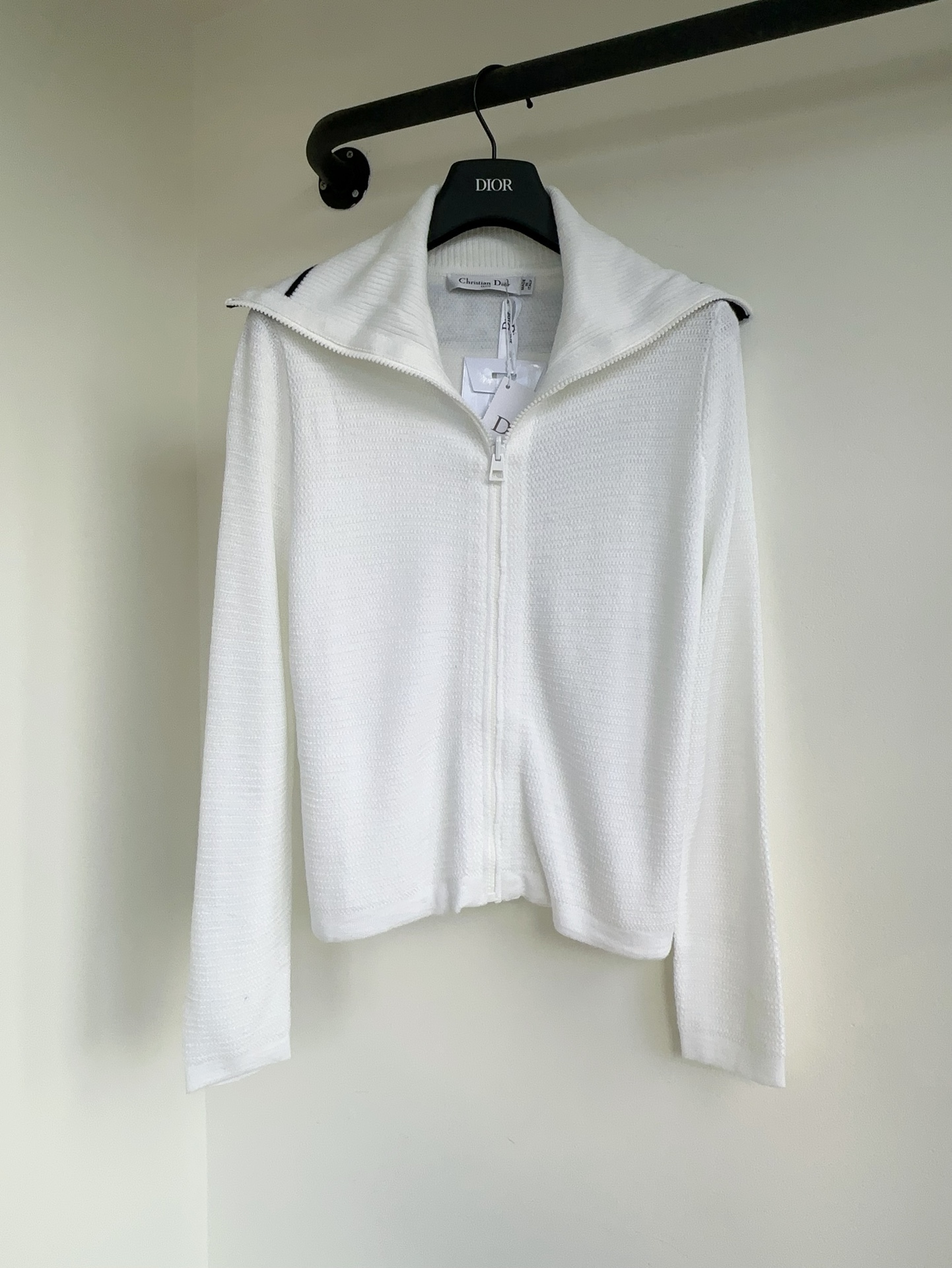Bagsaaa D10riviera Cropped Jacket with Stand Collar White Technical Knit